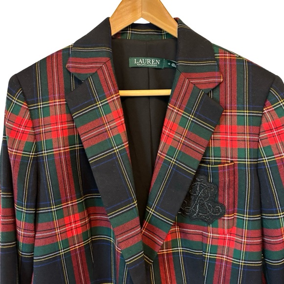 Lauren Ralph Lauren Tartan Plaid Blazer Size 10 Good Pre-Loved Condition - Picture 5 of 16